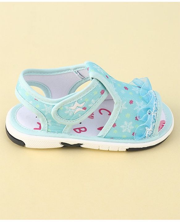 Cute Walk By Babyhug Sandals With Velcro Closure & Mesh Detailing - Aqua Blue