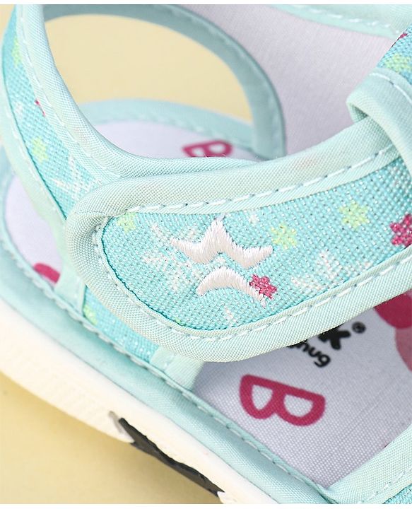 Cute Walk By Babyhug Sandals With Velcro Closure & Mesh Detailing - Aqua Blue