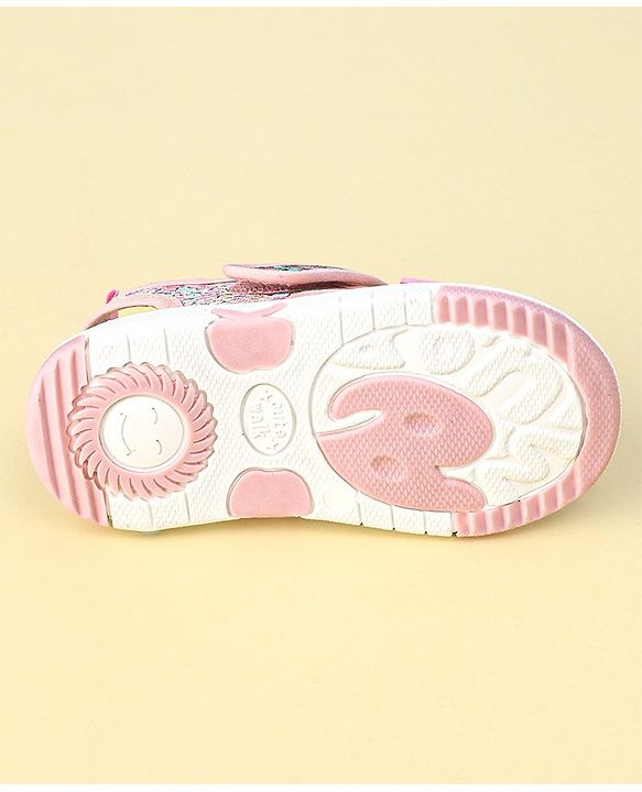 Cute Walk by Babyhug Velcro Closure Sandals with Butterfly Applique  - Light Pink