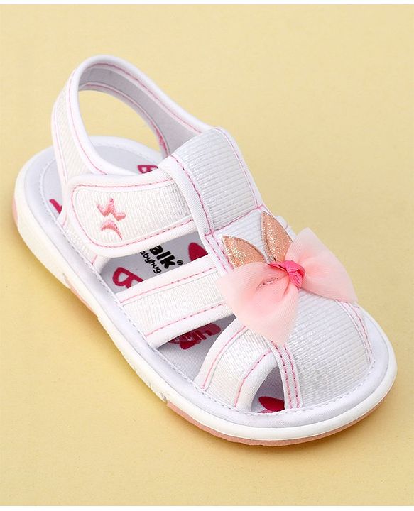 Cute Walk by Babyhug Sandals with Velcro Closure Bow Applique - White(May Very Bow Color)