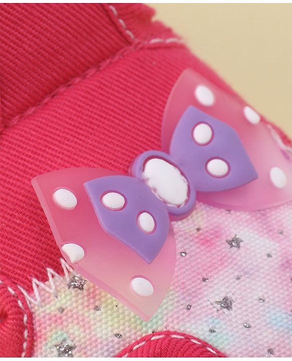 Cute Walk By Babyhug Sandals With Velcro Closure & Bow Applique - Fuchsia