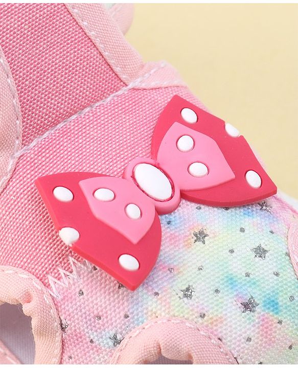 Cute Walk By Babyhug Sandals With Velcro Closure & Bow Applique - Pink