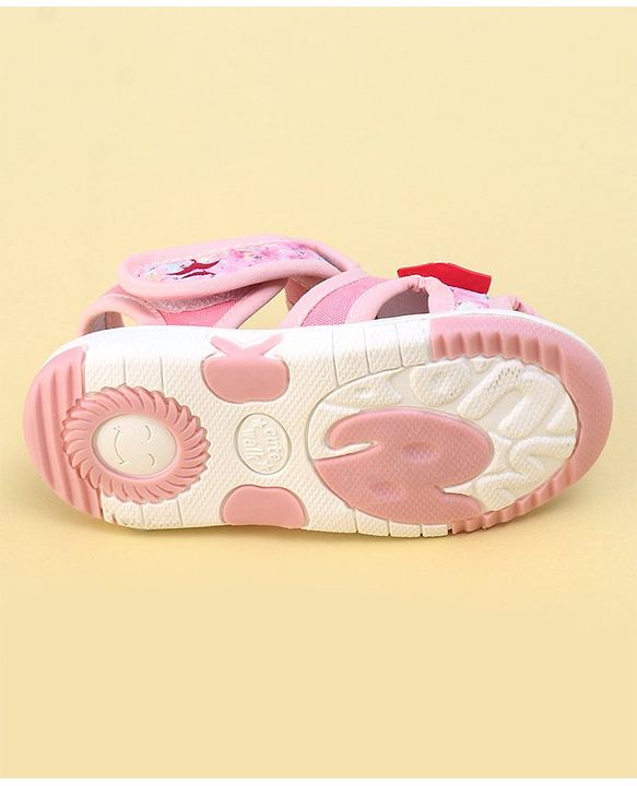 Cute Walk By Babyhug Sandals With Velcro Closure & Bow Applique - Pink