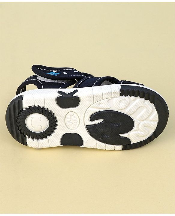 Cute Walk by Babyhug Slip On Sandals with Velcro Closure & Panda Applique - Blue
