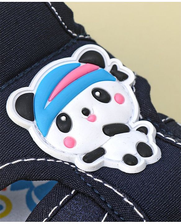 Cute Walk by Babyhug Slip On Sandals with Velcro Closure & Panda Applique - Blue