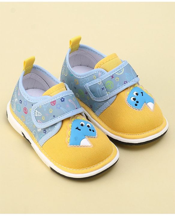Cute Walk by Babyhug Velcro Closure Sandals with Dino Patch Applique  - Yellow
