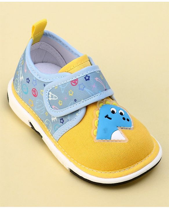 Cute Walk by Babyhug Velcro Closure Sandals with Dino Patch Applique  - Yellow