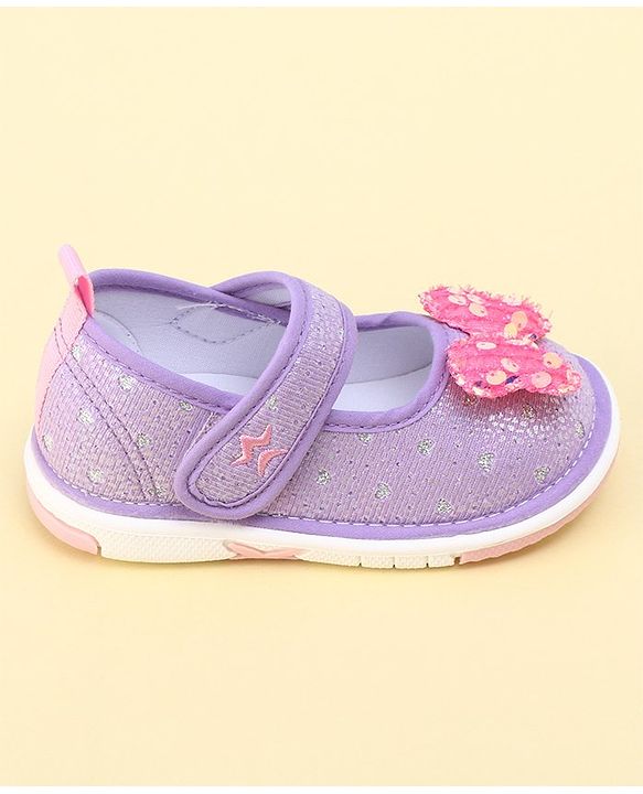 Cute Walk by Babyhug Velcro Closure Sandals with Sequin Bow Applique  - Purple