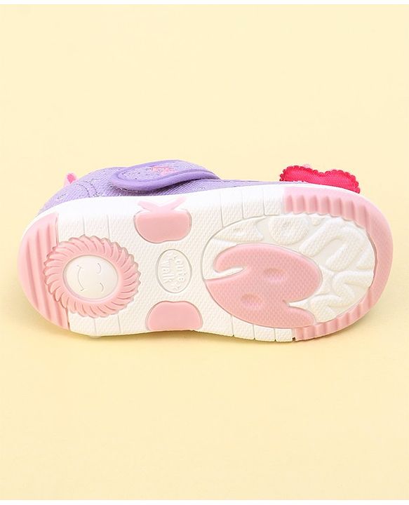 Cute Walk by Babyhug Velcro Closure Sandals with Sequin Bow Applique  - Purple