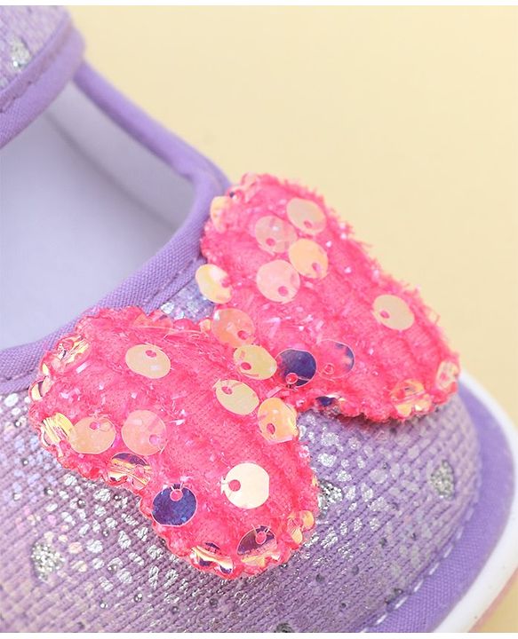 Cute Walk by Babyhug Velcro Closure Sandals with Sequin Bow Applique  - Purple