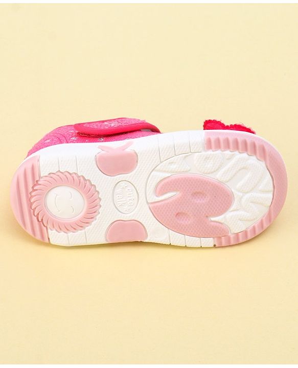 Cute Walk by Babyhug Velcro Closure Sandals with Sequin Bow Applique  - Fuchsia