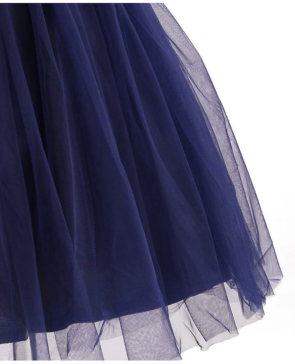 Pine Kids Woven Puffed Sleeves Party Dress - Navy Blue