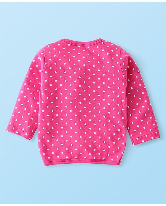 Babyhug 100% Interlock Cotton Knit Full Sleeves Front Open Antibacterial Vests with Polka Dot & Floral Print Pack of 3 - Orange Pink & White