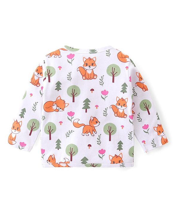 Babyhug 100% Interlock Cotton Knit Full Sleeves Front Open Antibacterial Vests with Polka Dot & Floral Print Pack of 3 - Orange Pink & White
