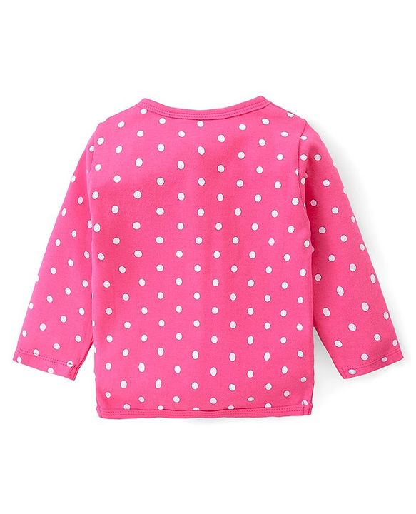 Babyhug 100% Interlock Cotton Knit Full Sleeves Front Open Antibacterial Vests with Polka Dot & Floral Print Pack of 3 - Orange Pink & White