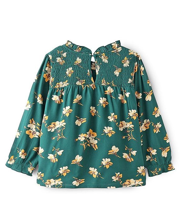 Babyhug Full Sleeves Top with Floral Print - Green
