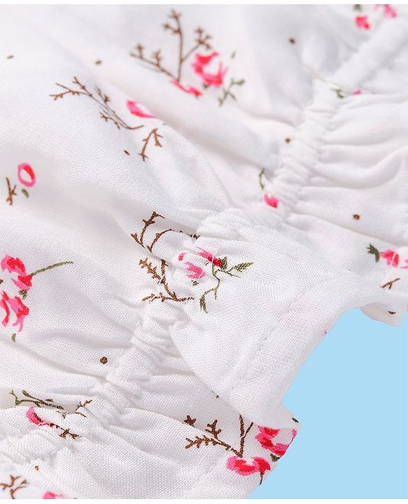 Babyhug Rayon Knit Full Sleeves  Top with  Floral Print - White