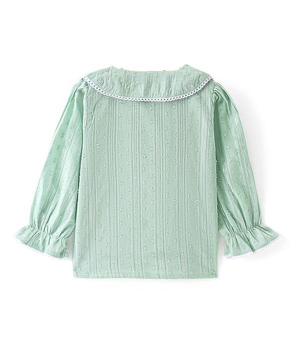 Babyhug Full Sleeves Collared Dobby Top - Green