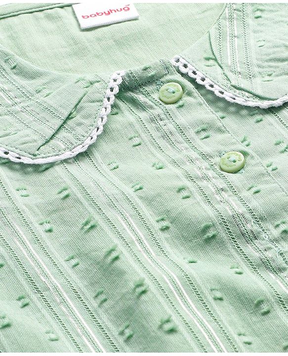 Babyhug Full Sleeves Collared Dobby Top - Green