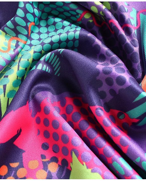 Pine Active Knit Half Sleeves T-Shirt Abstract Print - Multicolour