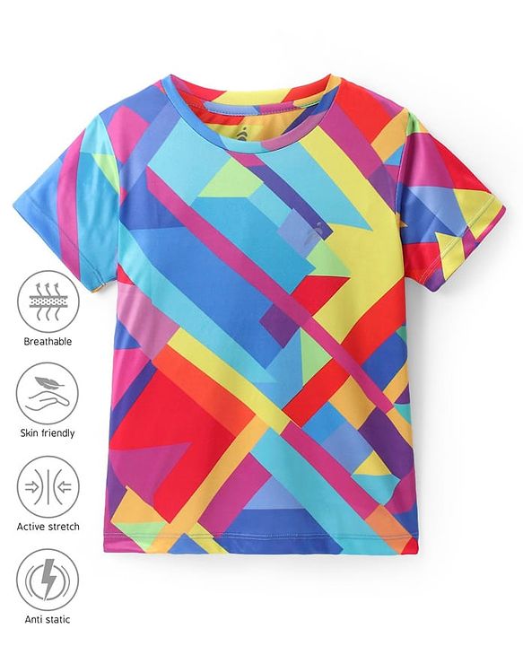 Pine Active Knit Half Sleeves Printed T-Shirt - Multicolour
