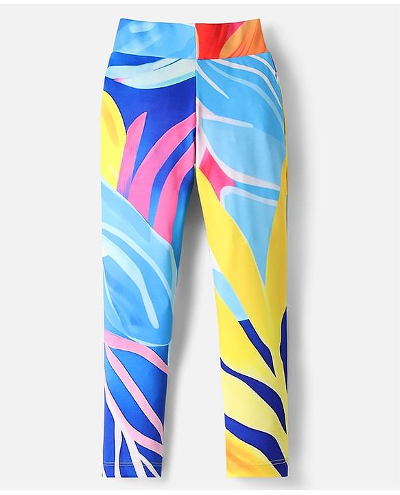 Pine Active Knit Full Length Super Stretch Leggings With Abstract Print - Multicolor