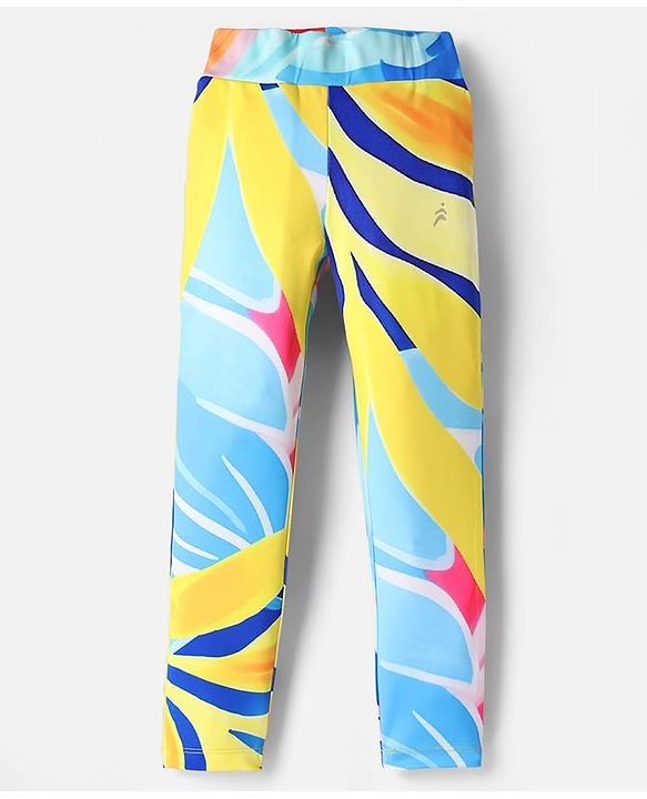 Pine Active Knit Full Length Super Stretch Leggings With Abstract Print - Multicolor