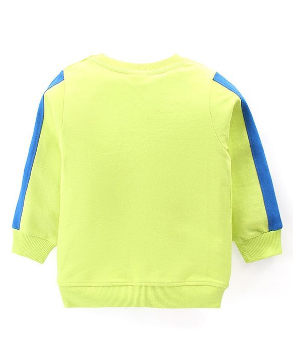 Babyhug Cotton Knit Full Sleeves T-Shirt & Lounge Pants Set With Text Print - Lime