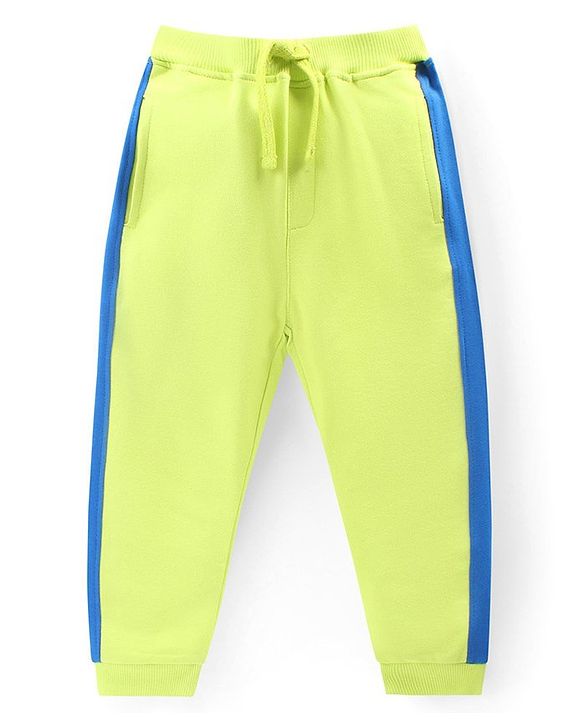 Babyhug Cotton Knit Full Sleeves T-Shirt & Lounge Pants Set With Text Print - Lime