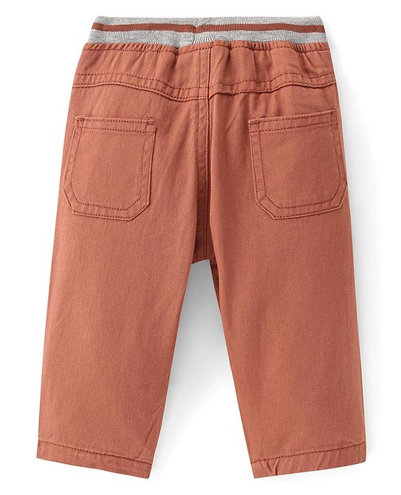 Babyhug Cotton Woven Full Length Trouser Solid Colour with Stretch - Rust