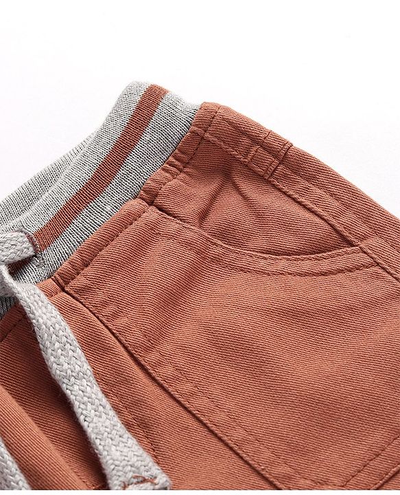 Babyhug Cotton Woven Full Length Trouser Solid Colour with Stretch - Rust