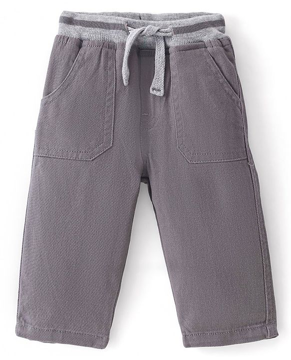 Babyhug Cotton Woven Full Length Trouser Solid Colour with Stretch - Rust