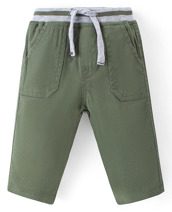 Babyhug Cotton Woven Full Length Trouser Solid Colour with Stretch - Rust