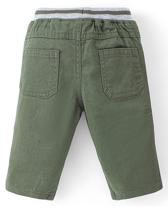 Babyhug Cotton Woven Full Length Trouser Solid Colour with Stretch - Rust