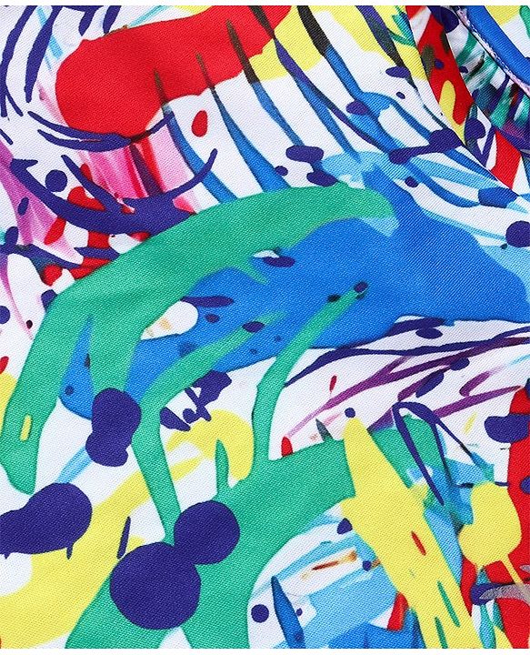 Pine Active Knit Half Sleeves T-Shirt Abstract Print - Multicolour