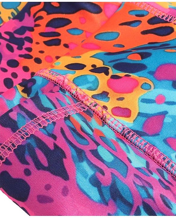 Pine Active Knit Full Length Super Stretch Leggings With Abstract Print - Multicolor