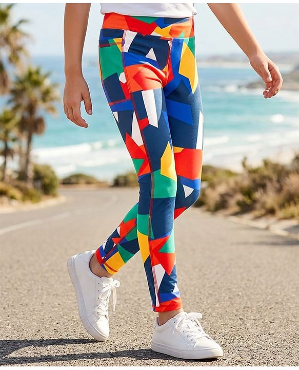Pine Active Full Length Super Stretch Abstract Printed Leggings - Multicolor