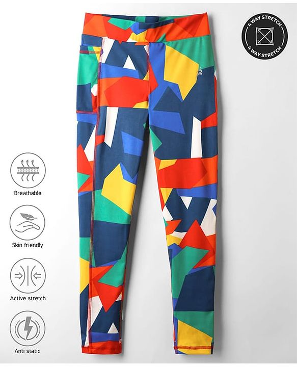 Pine Active Full Length Super Stretch Abstract Printed Leggings - Multicolor