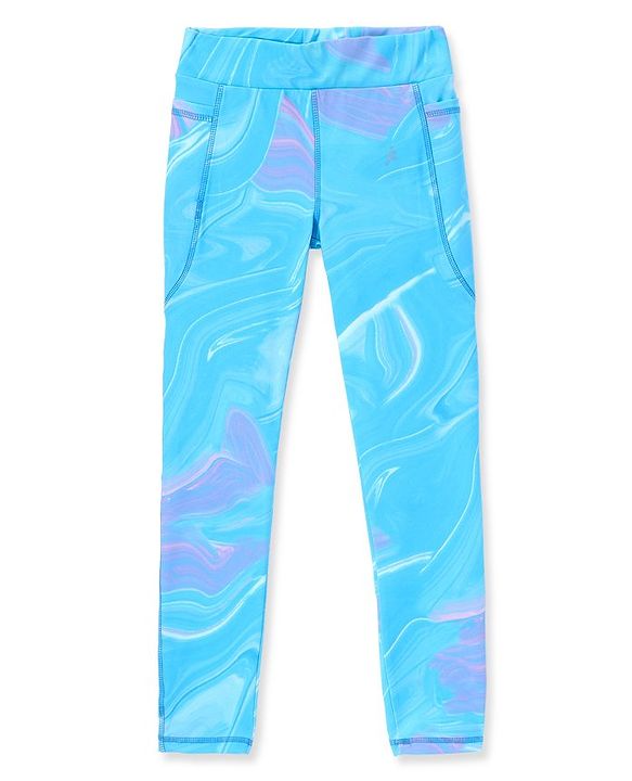 Pine Active Knit Full Length Super Stretch Leggings With Abstract Print - Blue