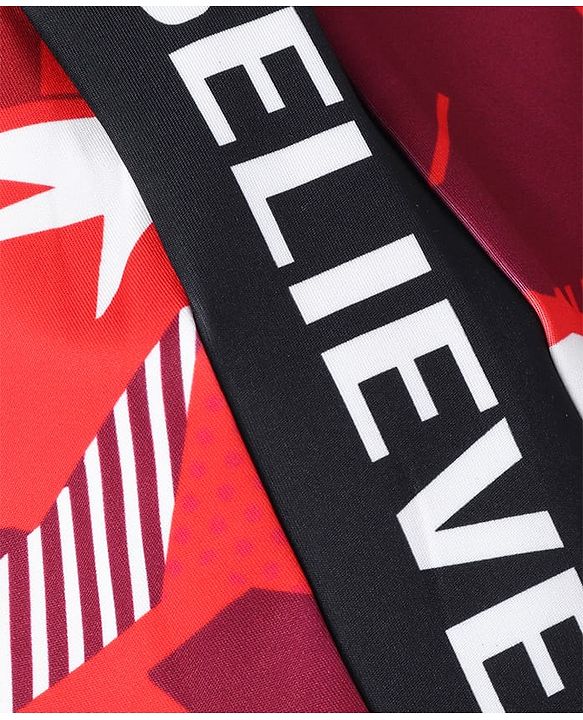 Pine Active Full Length Super Stretch Abstract Printed Leggings - Red