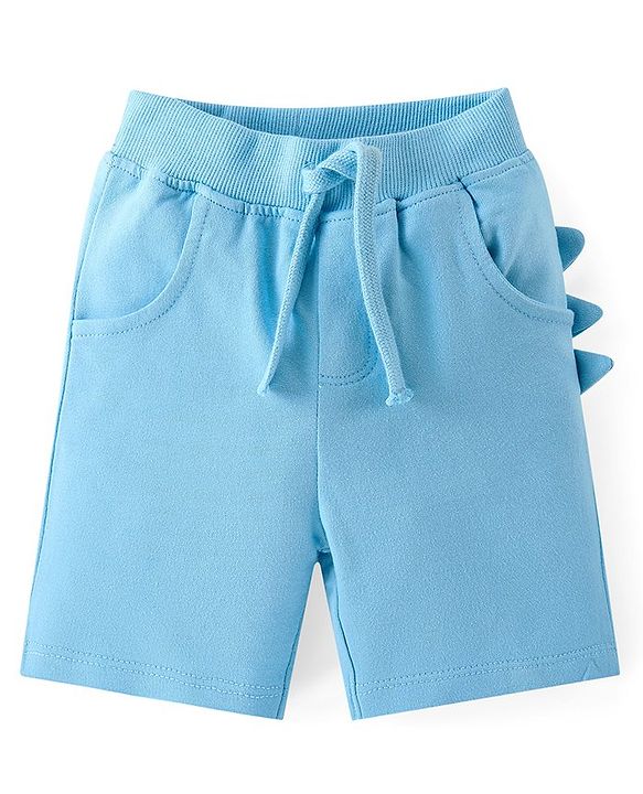 Babyhug Cotton Knit Half Sleeves T-Shirt & Shorts Set With Dino Print - Yellow & Blue
