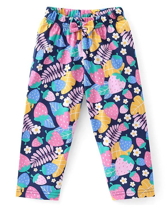 Babyhug Cotton Knit Full Sleeves Night Suit with Floral Print - Multicolour