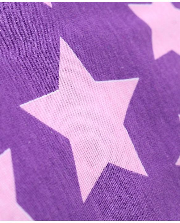 Babyhug Cotton Knit Full Sleeves Night Suit With Stars Print - Purple