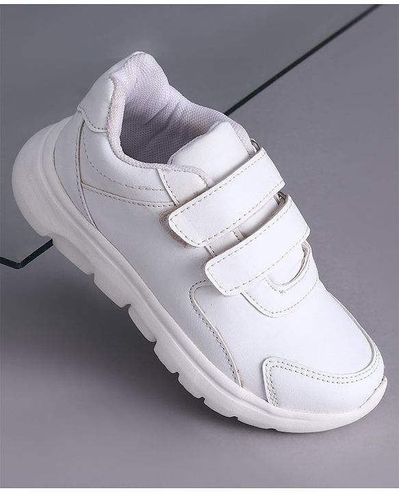 Pine Kids School Shoes with Velcro Closure - White