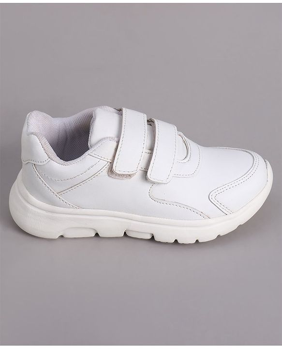 Pine Kids School Shoes with Velcro Closure - White