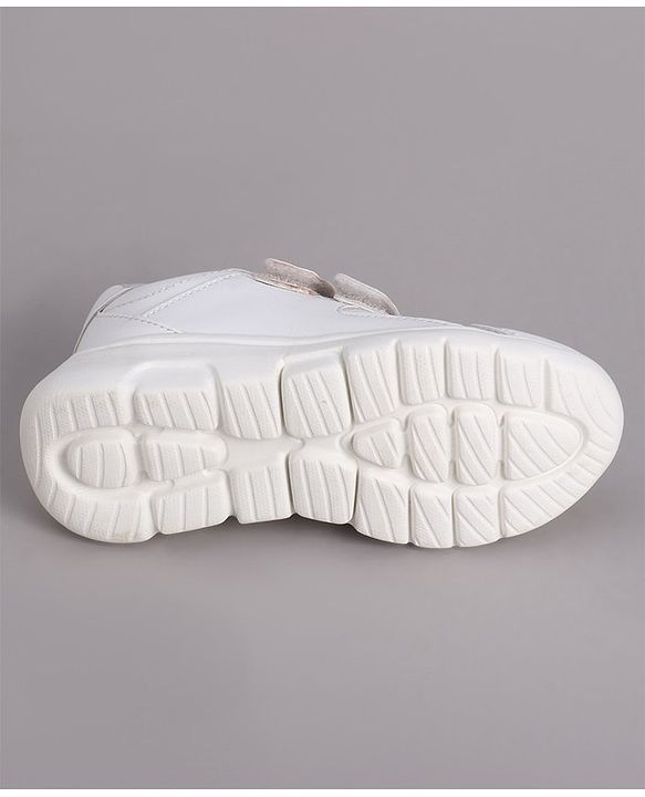 Pine Kids School Shoes with Velcro Closure - White