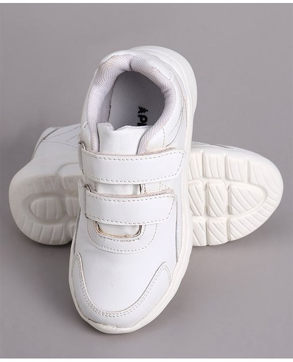 Pine Kids School Shoes with Velcro Closure - White