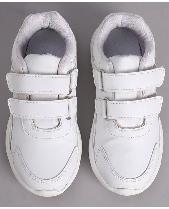 Pine Kids School Shoes with Velcro Closure - White