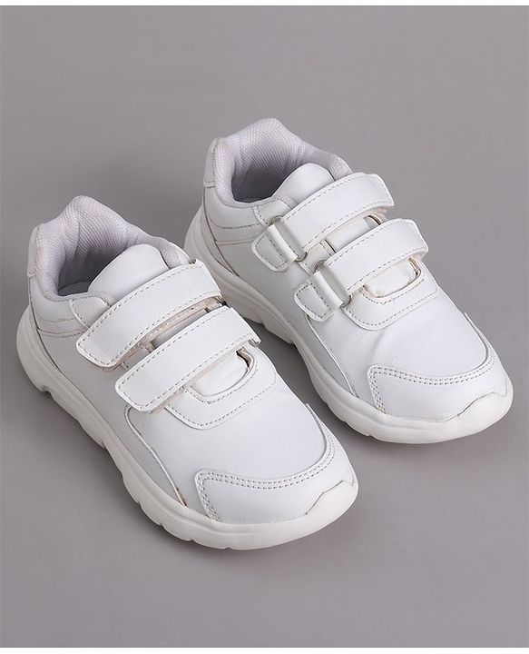 Pine Kids School Shoes with Velcro Closure - White