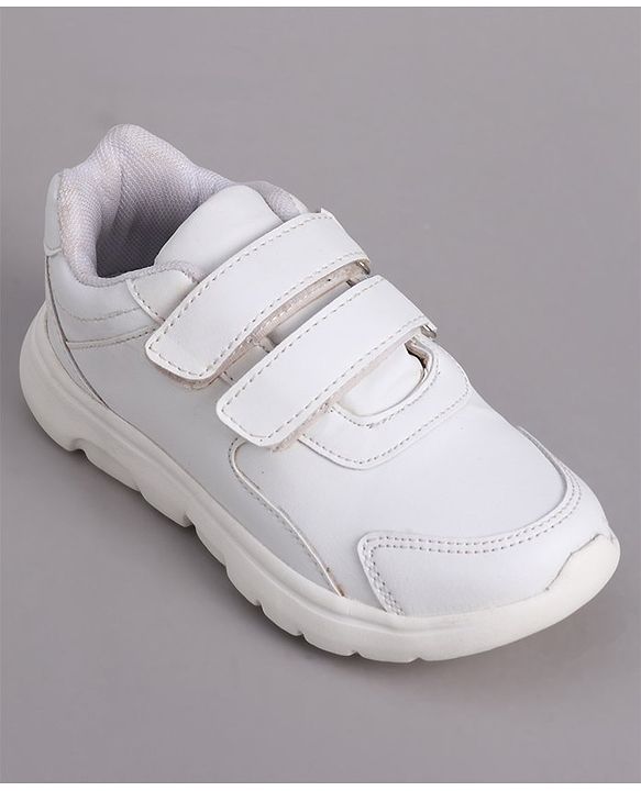 Pine Kids School Shoes with Velcro Closure - White